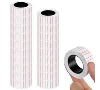 NUTKIT 20 Rollos Calcomanías de Pricemarker, 21mm x 12mm, Un Total de 10000 Unidades, Etiqueta de Precio a Rayas Rojas, Etiqueta de Precio Uso en La Oficina Tienda（500 hojas/rollo）