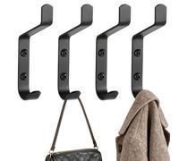 NUTKIT 4PCS Percheros Pared, Material Metálico con Capacidad de Carga de 10 kg, Ganchos para Abrigos de Pared Negro Colgadores Ganchos con 8PCS Tornillos, para Cocina, Baño, Entrada(Negro