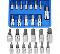 Nutmanel Juego de Llaves de Vaso Hexagonales,13pcs Llaves de Vaso en acero de aleación S2, Llave Allen Puntas Hexagonales, con Adaptadores de Vaso 1/2" 3/8" 1/4", para llave Dinamométrica y Talatro