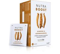 Nutra Tea NUTRABOOST, el té Ashwagandha ayuda a optimizar la resistencia física y emocional, actúa como resistente al estrés y promueve la concentración, 60 bolsas de té reutilizables, té sin estrés