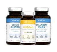 Nutraclear - Pack Juntas - Colágeno Marino, Gluco-chondro, Omega 3 - Pack Salud MP - Pack articular: confort, movilidad y complementos específicos para la vida diaria