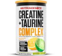 Nutragenics Creatine + Taurine - 500 g - Creatina monohidrato micronizada - Creatina en polvo con sabor - Creatine monohydrate - Creatina 500g - creatina monohidratada (Sabor Lima limón)