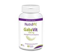 NutraVit GABAVIT | Contribuye a facilitar el sueño, reducir el estrés y disminuir la ansiedad | Complemento Alimenticio a base de GABA (Ácido gamma-aminobutírico) | 100% Vegano | 60 Cápsulas Vegetales