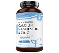 Nutravita Calcio 800mg, Magnesio 360mg, Zinc y Vit D - 365 Tabletas Vegetarianas (6 Meses) - Mantenimiento de Huesos, sistema inmunológico, función muscular normal y fatiga reducida - Hecho en Europe