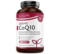 Nutravita Coenzima Q10 200mg - 120 Cápsulas Veganas de CoQ10, 4 Meses - Alta Potencia -100% Pura Fermentada Naturalmente - Coenzima Q10 Ubiquinol - CoQ10 Antioxidante