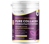 Nutravita Colageno en Polvo 500g - Péptidos de Colágeno Hidrolizado en Polvo - 50 Porciones - Collagen Peptides Tipo 1 - Colageno Hidrolizado Bovino con 8 Aminoácidos Esenciales - Sin Sabor