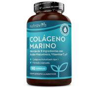 Nutravita Colágeno Marino Dosis Alta 1000 mg - con Ácido Hialurónico, Vitamina C y E - 90 cápsulas - Biodisponibilidad superior