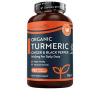Nutravita Curcuma Orgánica con Jengibre y Pimienta Negra - 180 Cápsulas Veganas, 3 Meses - Cúrcuma Bio - Extracto de Curcumina Ecológica - Turmeric Complex