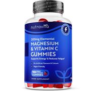 Nutravita Gominolas Citrato de Magnesio con Vit C - Veganas 2136mg citrato con 200mg Mg. El magnesio contribuye al metabolismo energético normal & a reducir cansancio y fatiga - Frutos rojos