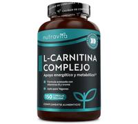 Nutravita L-Carnitina Capsulas Veganas - 150 Cápsulas de alta resistencia con riboflavina, biotina, cromo, vitamina D, B3 y B6 añadidos - Metabolismo de macronutrientes y producción de energía