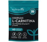 Nutravita L Carnitina Capsulas Veganas - 60 Capsulas de Alta Resistencia con Riboflavina, Biotina, Cromo, Vitamina D, B3 y B6 - L-Carnitina Metabolismo de Macronutrientes - Hecho en Europa
