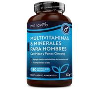 Nutravita Multivitaminas y Minerales Para Hombre - 180 Multivitaminico Tabletas - 25 Vitaminas y Minerales Esenciales - Vitaminas C, Maca y Panax Ginseng - Energía, Inmunidad, Huesos y Músculos