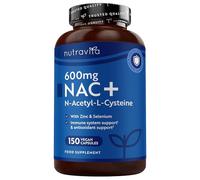 Nutravita NAC N-acetil-cisteina 600mg - 150 cápsulas veganas (5 meses) - Suplemento NAC + Zinc y Selenio - Alta Biodisponibilidad Acetilcisteina - Hecho en el Reino Unido