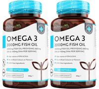 Nutravita Omega 3 2000mg - con 660mg EPA y 440mg DHA - 2 Botellas de 240 Cápsulas Blandas para 8 Meses - Corazòn, Función Cerebral y Visiòn (EFSA) Omega 3 Capsulas - Suplementos para Hombres y Mujeres