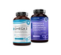 Nutravita Omega 3 Aceite de Pescado 2000 mg (EPA y DHA, 240 cápsulas blandas) + Complejo de Colágeno y Ácido Hialurónico con CoQ10, Zinc, Vitamina A y C (90 cápsulas)