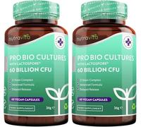 Nutravita Probioticos y Prebioticos Intestinales con 60 Mil Millones UFC - 2 x 60 Cápsulas Veganas - Inulina y 21 Cepas Bacterianas, Microbiota Intestinal, Prebioticos y Probioticos Mujer y Hombre