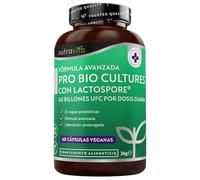Nutravita Probioticos y Prebioticos Intestinales con 60 Mil Millones UFC, 60 Cápsulas Veganas con Inulina y 21 Cepas Bacterianas, Microbiota Intestinal, Prebioticos y Probioticos Mujer y Hombre