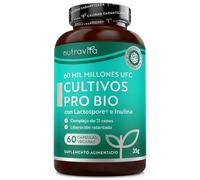 Nutravita Probioticos y Prebioticos Intestinales con 60 Millones UFC - 60 Probiótico Cápsulas Veganas - 21 Cepas Bacterianas, Microbiota Intestinal, Prebioticos & Probioticos Mujer y Hombre