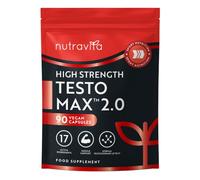 Nutravita TESTOMAX 2.0 para Hombre - Ashwagandha KSM-66, CoQ10, Raíz de Maca - 90 Cápsulas Veganas - Rendimiento Muscular Vigorizante