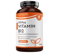 Nutravita Vitamina B12 1000mcg 365 Tabletas Veganas - Alta Potencia Suministro de 12 Meses - Reduce Cansancio y Fatiga, Contribuye al Funcionamiento Normal del Sistema Inmunológico