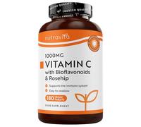 Nutravita Vitamina C 1000 mg con Bioflavonoides y Rosa Mosqueta - 180 Vitamin C Comprimidos Veganos, 6 Meses - Vitamina C Contribuye al Funcionamiento Normal del Sistema Inmune (EFSA)