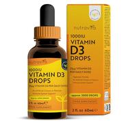 Nutravita Vitamina D3 Gotas 1000UI - Dosis Alta de Colecalciferol Vegetariano - Liquida Vitamina D - 60 ml con 2.000 Gotas a 1.000 UI por Gota - Suministro Más de 1 Año - Sin Aditivos