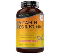 Nutravita Vitamina D3 y K2 4000UI + 100µg MK7 K2VITAL® - 120 Vit D Cápsulas - Máxima Potencia D3 K2 - Vitamina D - Sistema Inmunitario - Colecalciferol y Menaquinona-7