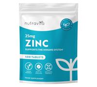 Nutravita Zinc 25mg Alta Dosis - 400 Comprimidos Vegano | Zinc Capsulas Alternativa - Contribuye al Funcionamiento Normal de Sistema Inmunológico, Cabello, Piel, Uñas y Visión