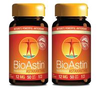 Nutrex Hawaii, BioAstin, Astaxantina Hawaiana, 12mg, 2 Días de Depósito, 2x 50 Cápsulas blandas, Probadas en Laboratorio, Vitamina E, Sin Gluten, Sin Soja, no GMO, Paquete Doble