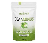 Nutri + BCAA Manzana verde en Polvo - Complejo de Aminoácidos altamente dosificado - Polvo instantáneo vegano - Suplemento de BCAAminos - 300g - vegan Amino Acid Complex
