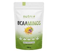 Nutri + BCAA Polvo Mango y Fruta de la Pasión - Complejo de Aminoácidos altamente dosificado - BCAAminos instant Powder - mejor Solubilidad y Sabor sensacional - 300g