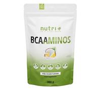 Nutri + BCAA Sabor Piña Colada - Complejo de Aminoácidos de alta Dosificación - BCAAminos Polvo instantáneo vegano - Amino Acid Complex - 2:1:1 L-Leucina L-Isoleucina L-Valina 300g