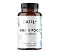 Nutri + Brainfood Capsulas: complemento alimenticio para la concentración y el rendimiento - Alimento para el cerebro - 50 unidades - Vegano y sin gluten