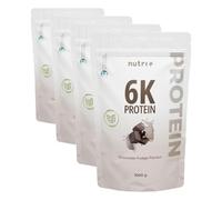 Nutri + Chocolate Fudge Protein Powder 1 kg - 6k - Proteínas en Polvo vegan Sabor Chocolate Fudge sin Lactosa - sin Azúcares añadidos (Paquete de 4)