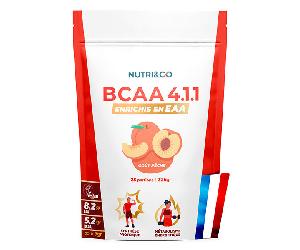 Nutri&Co BCAA 4.1.1 en polvo - Enriquecido con EAA - Sabor a melocotón - 228 g (Vegano)
