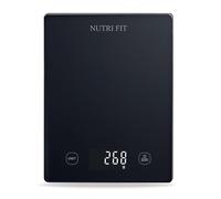 NUTRI FIT Báscula digital de cocina electrónica de vidrio templado, 3 kg-1 g, unidades en g/ml para cocinar hornear, lecturas LCD grandes, pilas AAA, color blanco