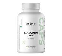 Nutri + L-Arginina Base Caps veganas altamente dosificadas - fermentadas y probadas en Laboratorio - 360 cápsulas - 6000 mg de L-arginina 100% vegetal pura - para Hombres y Mujeres