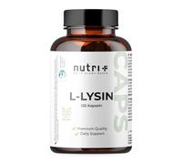 nutri + L-Lisina Cápsulas altas dosis + vegano - 2200mg por porción diaria - testado en laboratorio - 120 Caps 550mg cada una - bloque constructor de colágeno y tejido conectivo