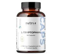 Nutri + L-Triptófano 500 mg Vegano - 180 Cápsulas para 180 Días (6 Meses) - Solo 1 Cápsula al Día - Alta Dosis 500 mg por Porción - Suplemento Alimenticio