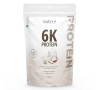 nutri+ Proteína en Polvo 6K Sabor Coco y Nata 1 kg - Vegan Protein Powder sin Lactosa - Construcción Muscular sin Azúcares Añadidos ni Lactosa