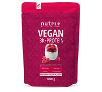 Nutri + Proteína en Polvo Vegana Yogur de Frambuesa 1000g 79,1% de Proteína 3k Frambuesa Sin Lactosa Bajo en Azúcar 1kg Batido de Proteínas