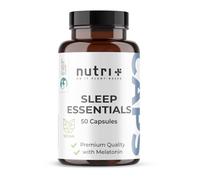 nutri+ Sleep Essentials 50 Cápsulas Veganas - Complejo Nutricional con 0,5 mg Melatonina, L-Triptófano, Valeriana y Pasiflora - 2 Cápsulas Antes de Dormir
