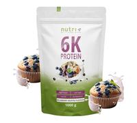 nutri+ Vegan Protein Powder 6K Proteína en Polvo de Base Vegetal Sabor Muffin de Arándanos 1kg 6 Ingredientes de Proteína con Aislado de Proteína de Guisante