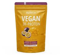 Nutri + Vegan Protein Blend Mango y Maracuyá 1kg - 82% de Proteína 3k Base Vegetal - Sin Lactosa 1000g Soja Guisantes y Trigo