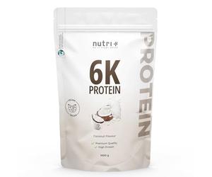 nutri+ Vegan Protein Powder 6K en Polvo con Sabor a Coco 1kg 6 Componentes Proteicos con Aislado de Proteína de Guisante