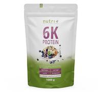 nutri+ Vegan Protein Powder 6K Proteína en Polvo de Base Vegetal Sabor Muffin de Arándanos 1kg 6 Ingredientes de Proteína con Aislado de Proteína de Guisante