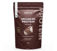Nutri + Vegan Protein Powder Brownie de Chocolate Vegano - 1000g Proteína 3k Multicompuesta sin Lactosa - Origen Vegetal