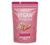 Nutri + Vegan Protein Powder Fresa y Nata - 1kg 83% de Proteínas de Origen Vegetal - Batido Vegano para Entrenamiento