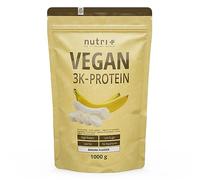 Nutri + Vegan Protein Powder Sabor a Plátano - 1kg 83% Proteína 3k de Origen Vegetal - Sin Lactosa Batidos de Proteína Vegana 1000g