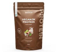 Nutri + Vegan Protein Powder Sabor Hazlenut - 1kg 83% 3k Proteína de Origen Vegetal para Batidos - Proteínas en Polvo Avellana Sin Lactosa